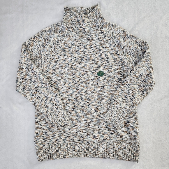 L.L. BEAN Women's Cotton Ragg Funnel Neck Pullover Knit Sweater‎ Medium NEW Cozy - Picture 4 of 11